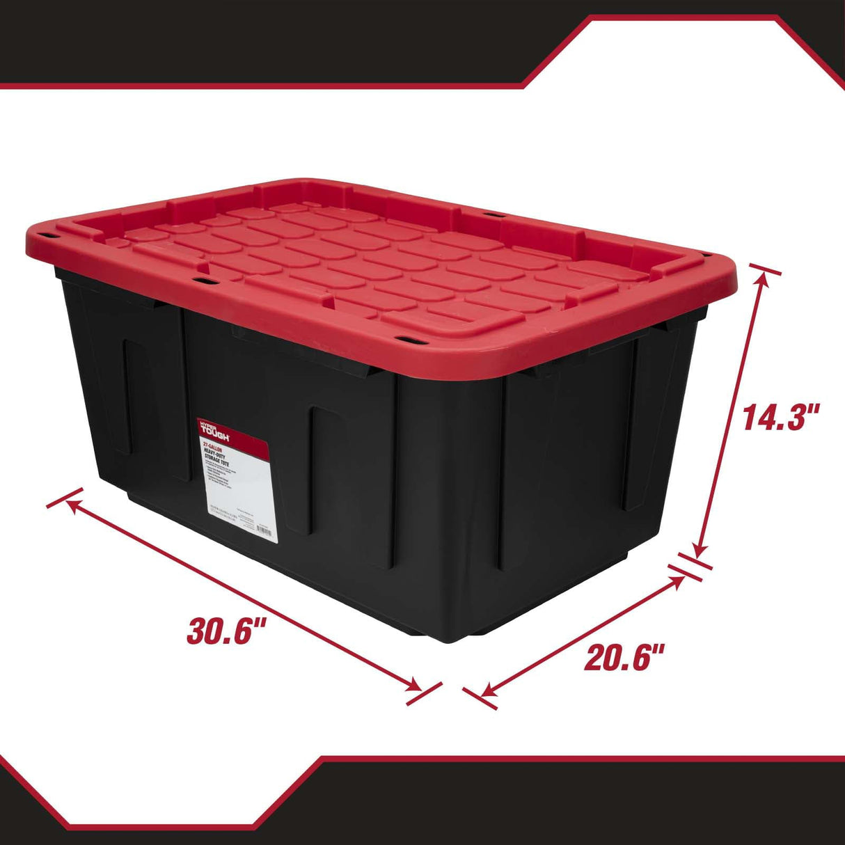 MioeDi 27 Gallon Stackable Snap Lid Plastic Storage Bin Container, Black with Red Lid, Set of 4, Black/Red MioeDi