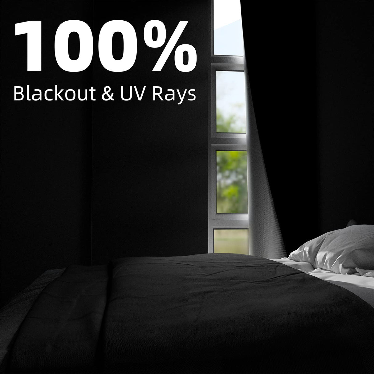 NIGHTON Portable Blackout Curtains 40"×57" Strong Hook and Loop Tape Strips with Adhesive,Blackout Shades That can be Cut,100% Blackout Material Window Blinds for Baby Nursery or Travel Use-Black NIGHTON