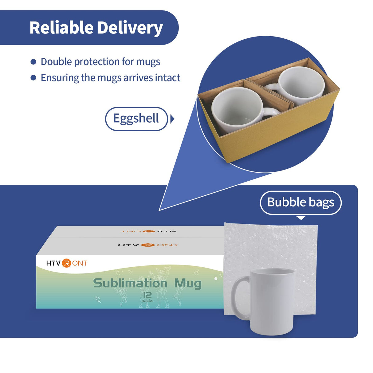 HTVRONT Sublimation Mugs Blank 11 oz - 12 Pack Tazas Para Sublimacion - Sublimation Coffee Mugs HTVRONT