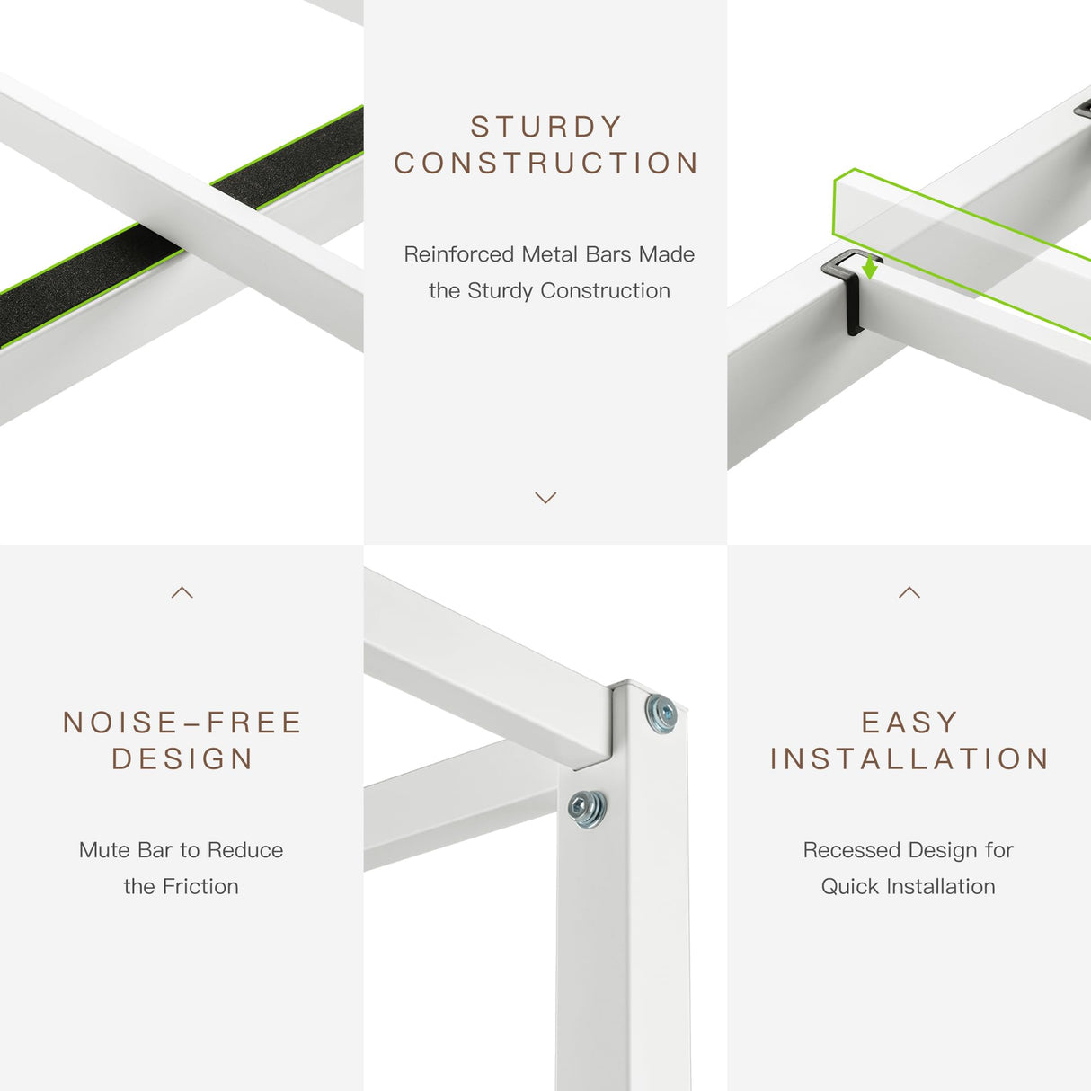 ikalido Full Size Metal Canopy Bed Frame, Modern Four-Poster Platform Bed Frame, Mattress Foundation with Metal Slats Support/Under-Bed Storage Space/No Box Spring Needed/White ikalido