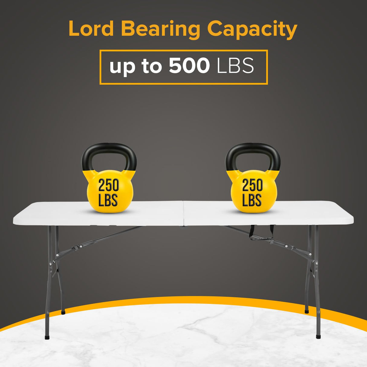 Folding Table 6FT Portable Heavy Duty Plastic Camping Table Foldable Table Plastic Dining Table Indoor Outdoor for Camping, Picnic and Party, White Dopinmin