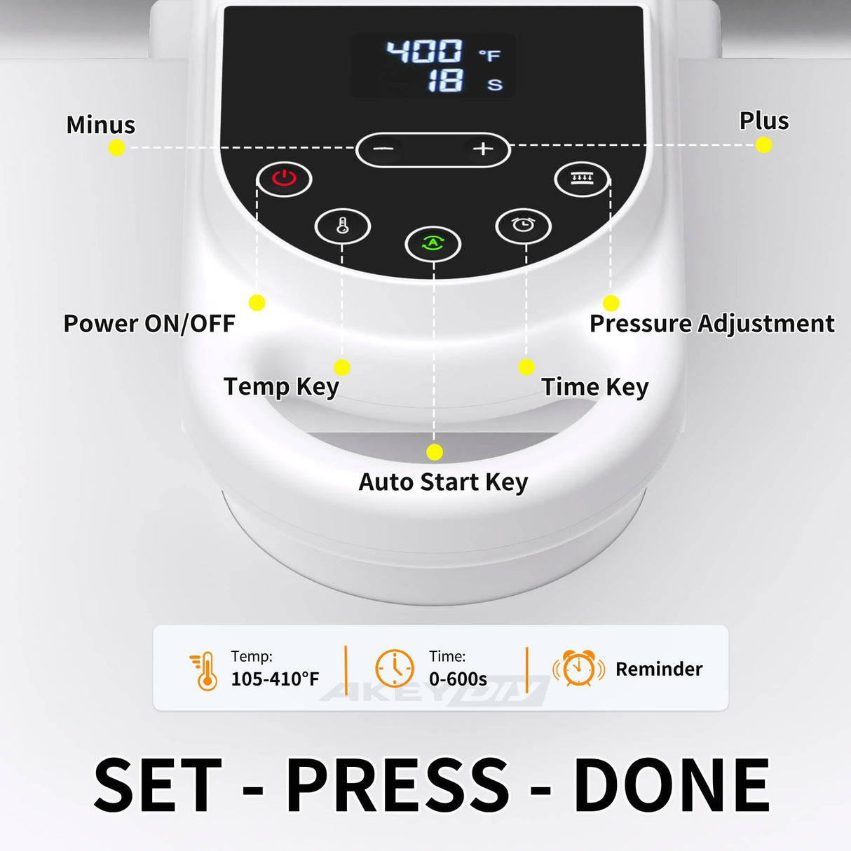 AKEYDIY Swivel Auto Heat Press 15"x15" Heat Press Machine for T Shirts, Professional Sublimation Shirt Press Heat Transfer Machine with Auto Open & Release, Adjustable Pressure & Higher Heating Height AKEYDIY