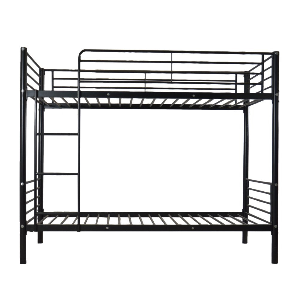 AEMSOFK Bunk Bed Twin Over Twin, Metal Bunk Bed Frame, Metal Bunkbeds with Built-in Ladder, High Guardrail and Metal Slats, No Box Spring Needed, Space Saving, Noise Free (Black) AEMSOFK