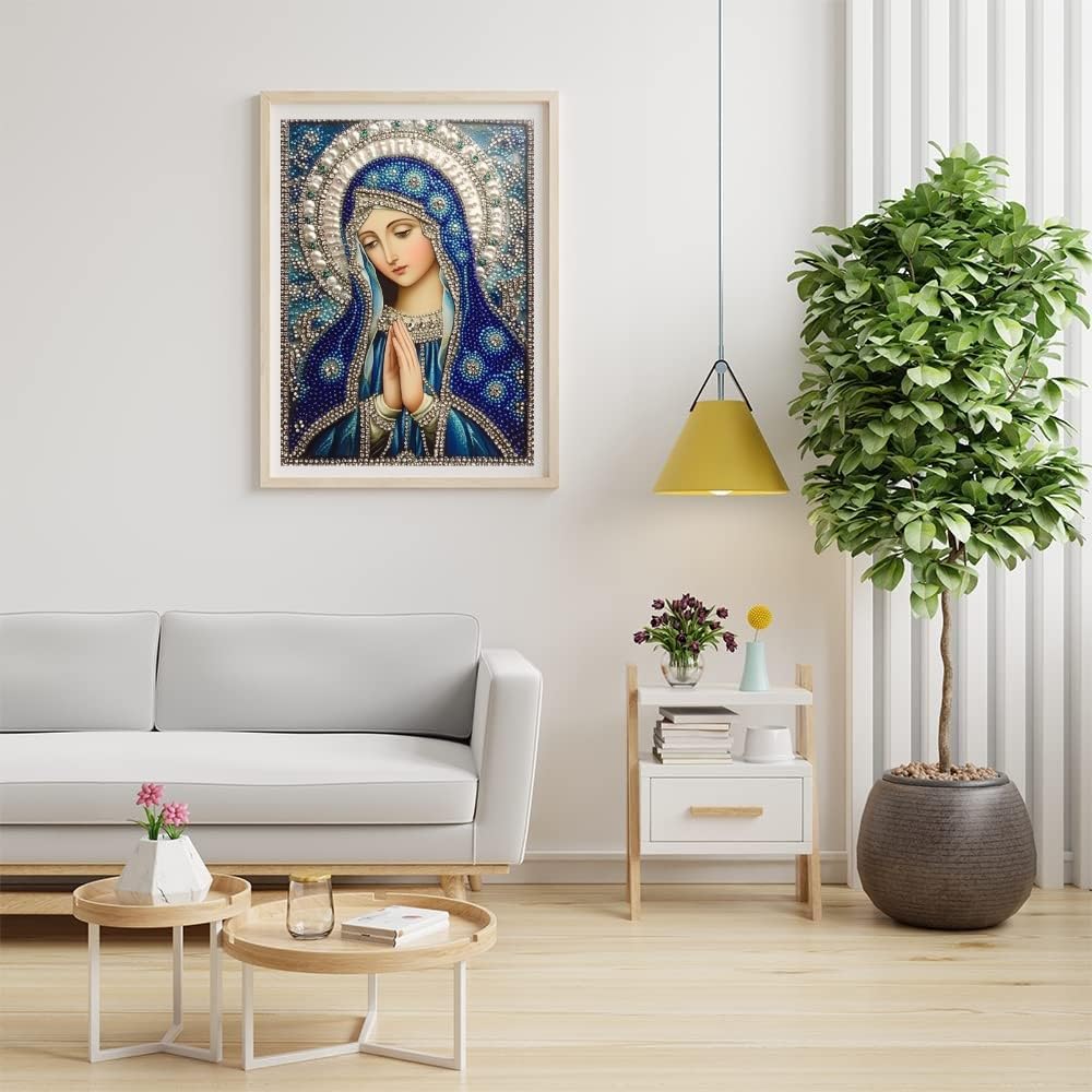 LXTONG Virgin Mary Prayer Diamond Art Kits for Adults, Virgin Mary Diamond Art Painting, Religion Crystal Rhinestones Diamond Painting for Beginners Home Wall Decor (12X16 inches) LXTONG