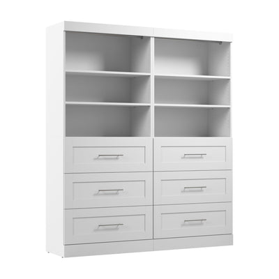 Bestar Wardrobe Closet Organizer System 72-inch with Drawers for Bedroom, Entryway, Pur Collection, Modern, White
