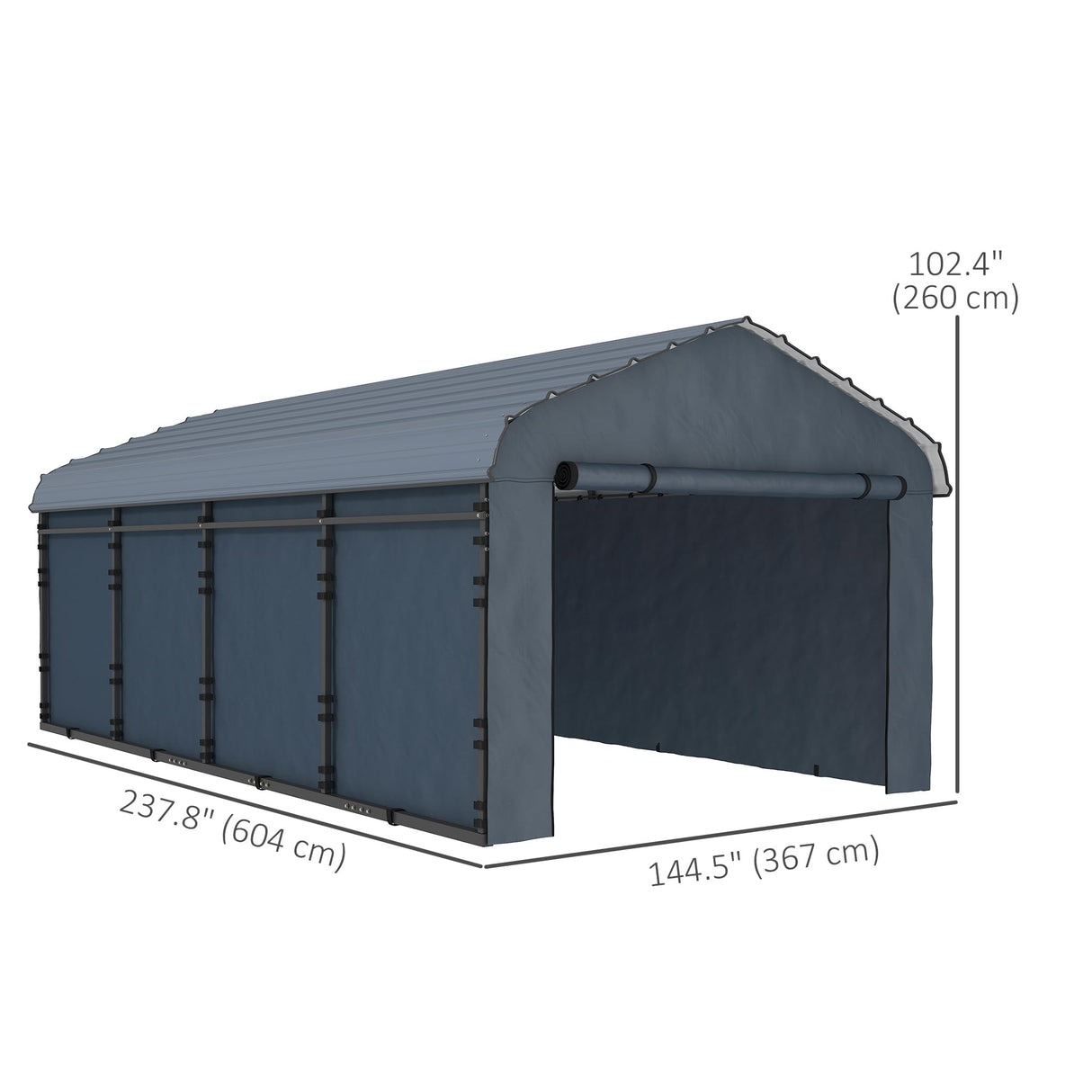 Outsunny 12' x 20' Heavy Duty Metal Carport, Waterproof Garage Car Canopy Shelter with Galvanized Metal Roof and Removable Sidewalls for Cars, Boats, Tractors, Dark Gray Outsunny