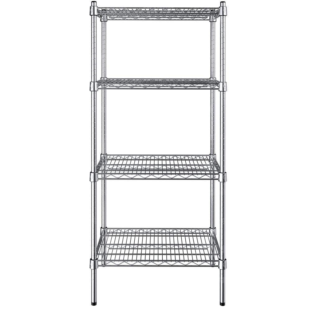 PRO&Family 18 inches x 24 inches NSF Chrome 4 Shelf Kit with 54 inches Posts. Shelves for Home, Kitchen, Office, Living Room, Garage, Restaurant, Durable Organizer, Storage Rack PRO&Family