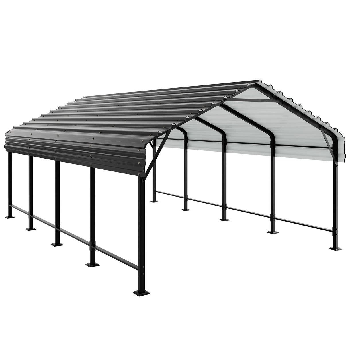JAMFLY 12X20 FT Metal Carport, Heavy Duty Carport Canopy with Galvanized Steel Roof and Frame, Metal Car Garage Upgraded Extra Large Garage for Pickup, Boat, Car and Tractors (12 * 20 FT) JAMFLY