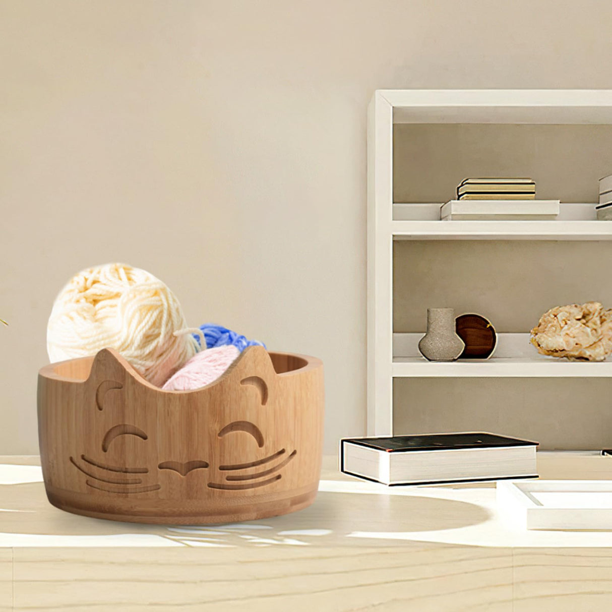 MIATTCLD Wooden Yarn Bowl for Crocheting, Knitting Bowl Yarn Holder Bowl with Holes, Yarn Storage Bowls for DIY Knitting and Crochet, 6.7" x 3.9" MIATTCLD