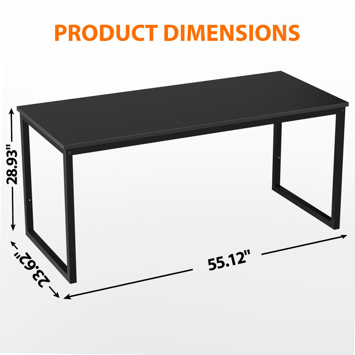 ZenStyle Computer Desk 55" Large Office Desk Computer Table Laptop PC Simple Study Writing Desk for Home Office, Black ZenStyle