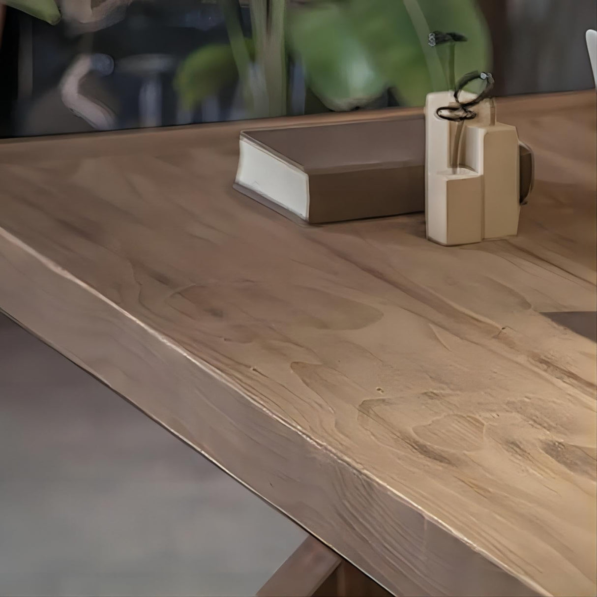 homary 59.1" Office Desk Rustic Farmhouse Computer Table Wood Executive Desk with Trestle in Natural (59.1" L x 27.6" W x 29.5" H) homary