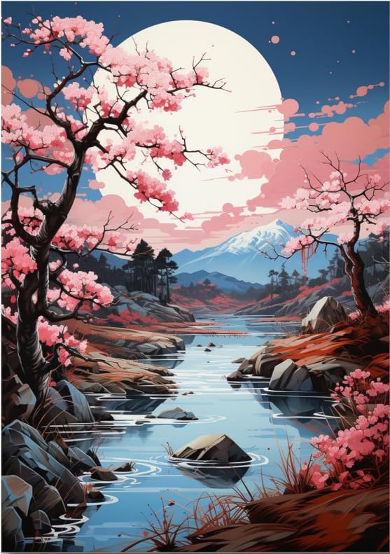 Scenery Paint by Numbers Kit for Adults Beginner,Moon Paint by Number Kits on Canvas for Adults Beginner,Digital Oil Painting Kits for Home Wall Decor 19.6X15.7 Inch (Without Frame) Kaixine