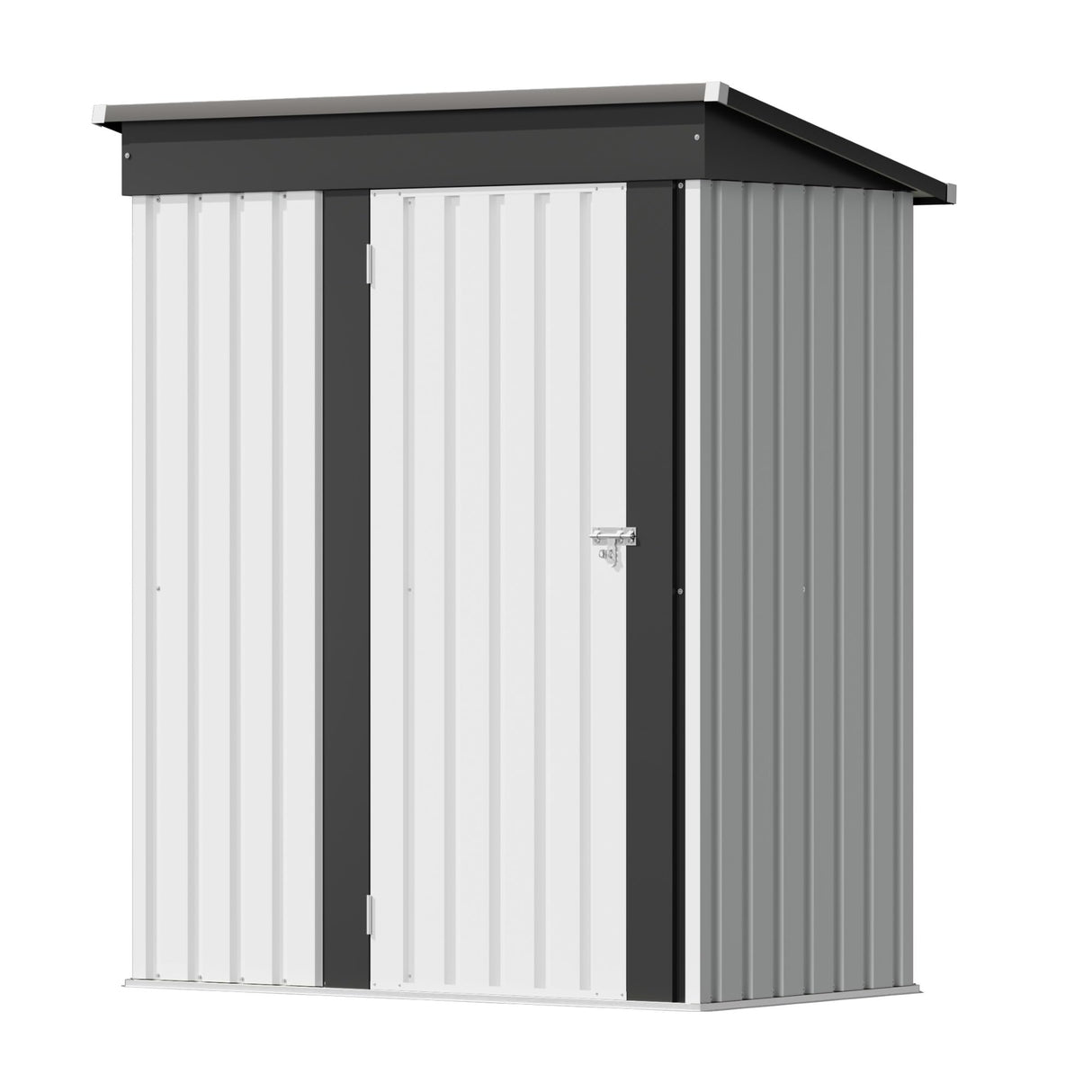 Flamaker Storage Shed Waterproof Metal Garden Shed with Lockable Door Utility Tool Shed Outdoor Storage for Backyard, Patio and Lawn (5 x 3 FT, White) Flamaker