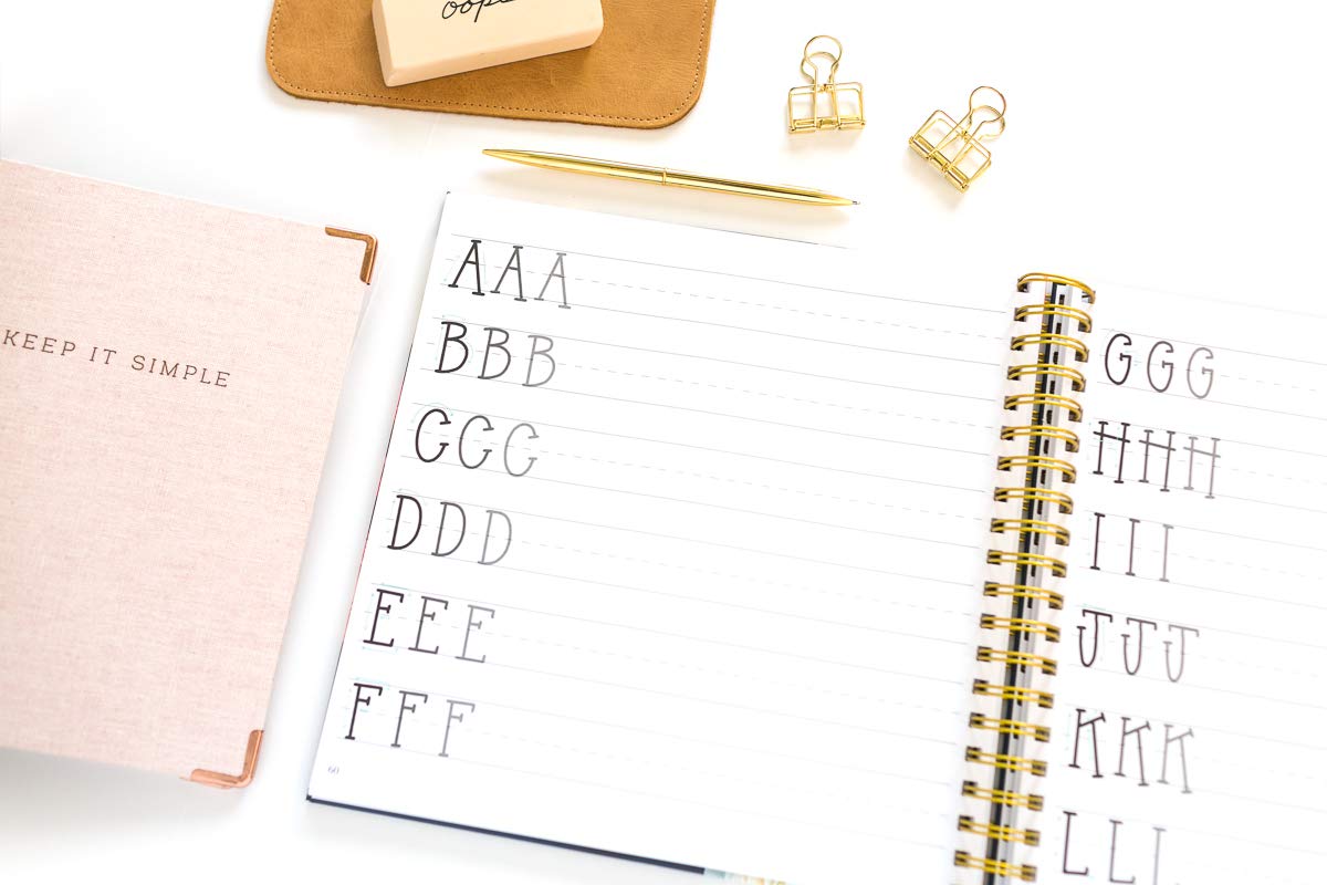 Pretty Simple Lettering: A Step-by-Step Hand Lettering and Modern Calligraphy Workbook for Beginners (Premium Spiral-Bound Hardcover) Paper Peony Press