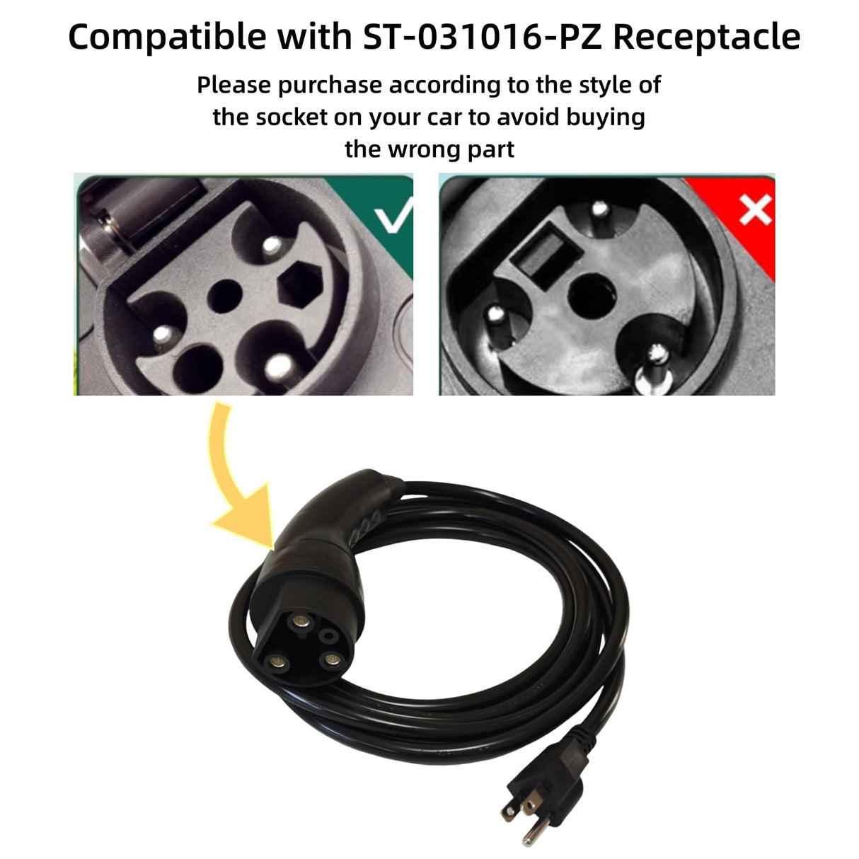 EVHIKING ICON EV Golf Cart Charger Power Cord Factory Replacement 120V Replaces OEM # 2.04.0620. EVHIKING