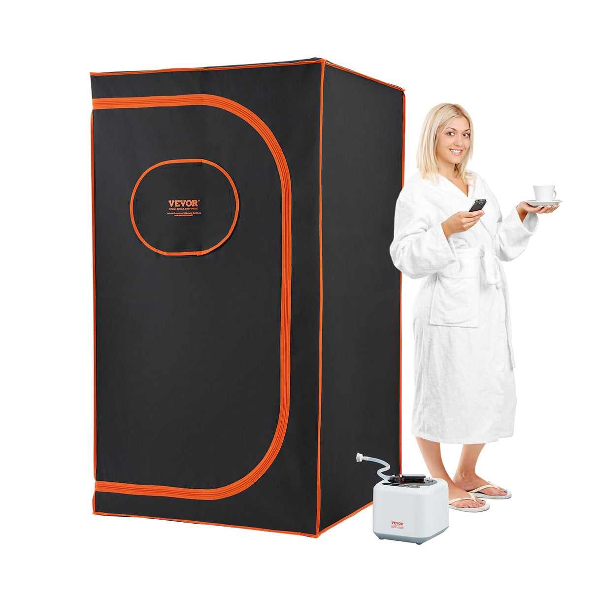 VEVOR Portable Steam Sauna Tent Full Size, 1000W Personal Sauna Blanket Kit for Home Spa, Detoxify & Soothing Heated Body Therapy, Time & Temperature Remote Control with Floor Mat, 2.9’x 2.9’x 5.25’ VEVOR