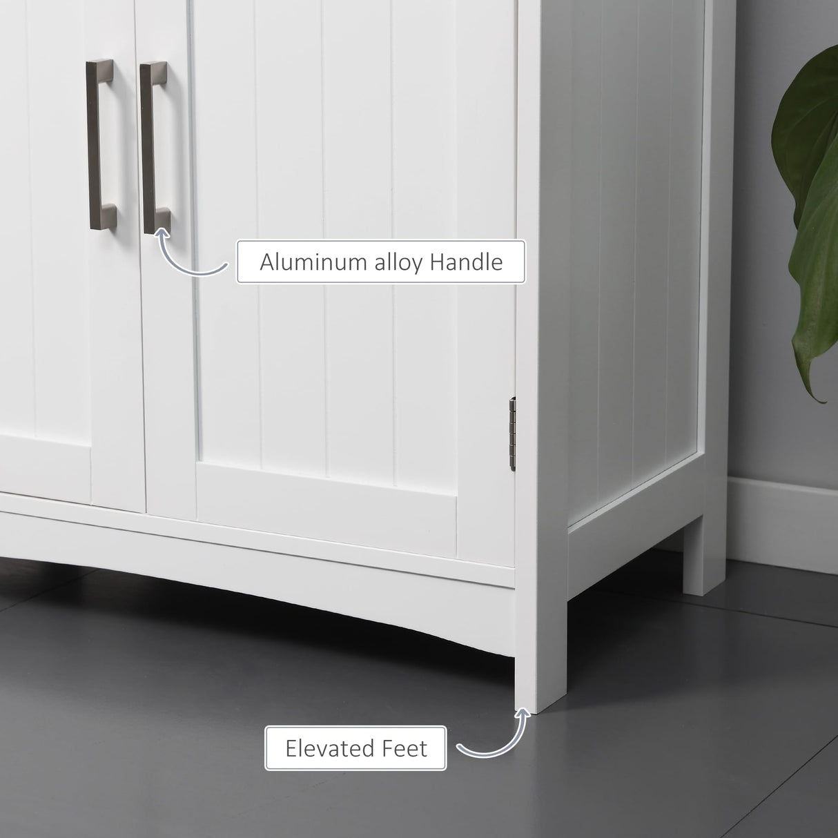 kleankin Pedestal Sink Storage Cabinet, Under Sink Cabinet with Double Doors, Modern Bathroom Vanity Cabinet with Adjustable Shelves, White kleankin