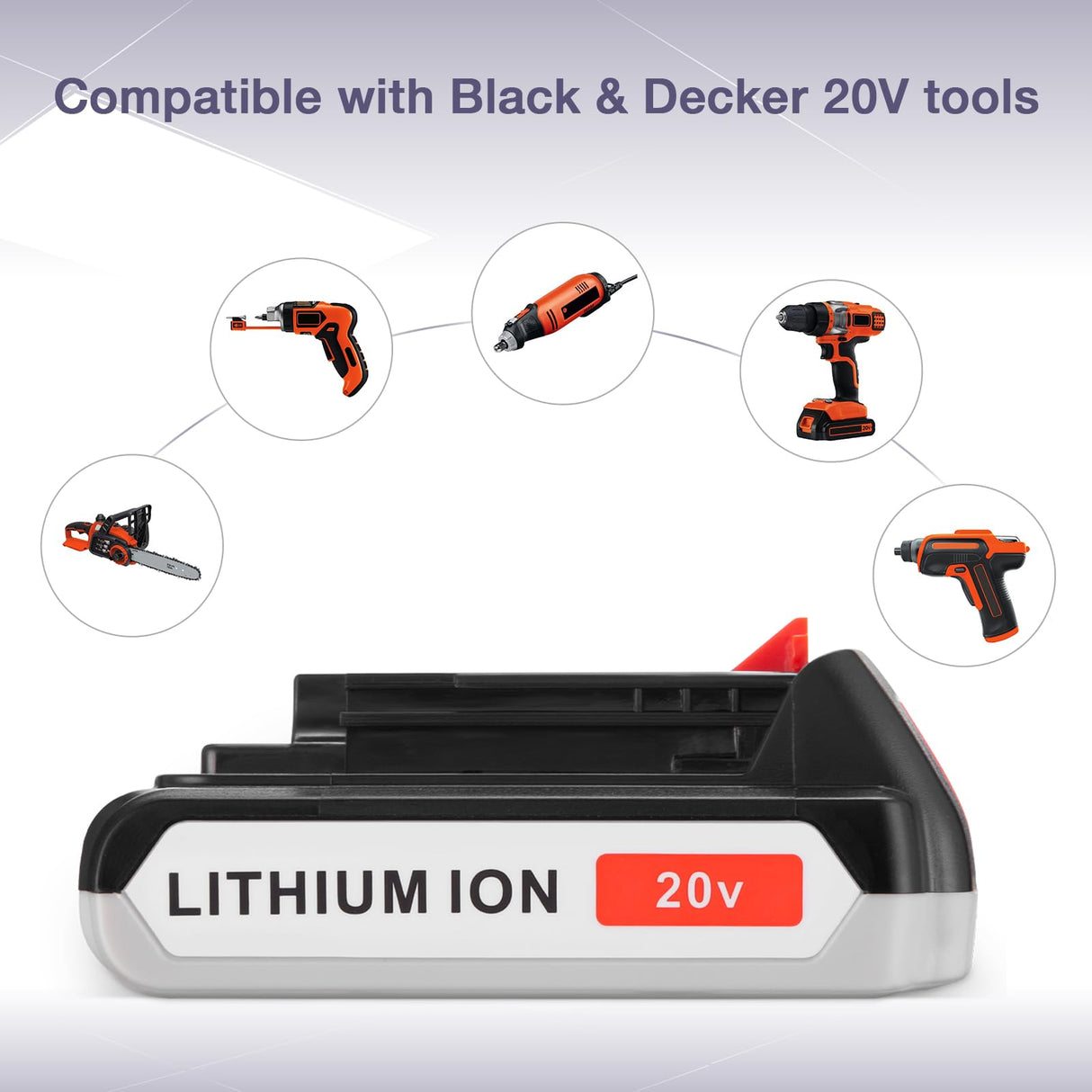 3.0 Replacement Battery wtih Charger Compatible for Black and Decker 20V Battery & Charger 20 Volt MAX Lithium Ion LBXR20 LB20 LBXR2020-OPE LBXR20B-2 LB2X4020-2 LORDONE