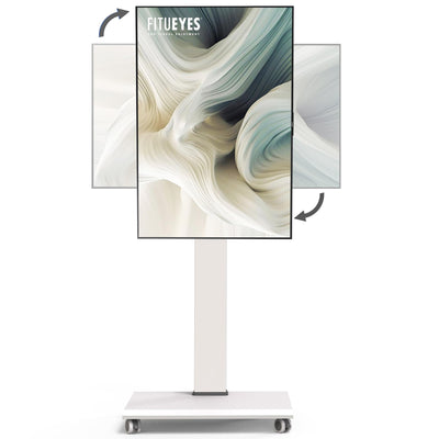 FITUEYES Rolling TV Stand - Portable Mobile TV Cart on Wheels for 32 to 65 70 75 Inch TVs, Landscape to Portrait Rotating and 40°Swivel, Height Adjustable TV Cart Rolling TV Stand Hold Up to 88 Lbs