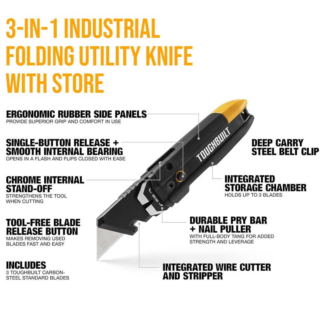 ToughBuilt Pry Bar Utility Knife with Storage - TB-H4-12-IST ToughBuilt
