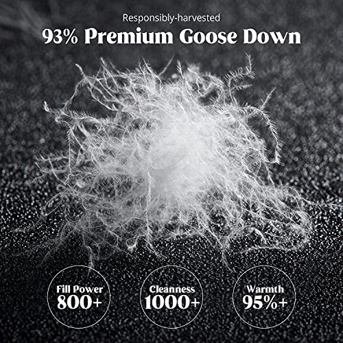 puredown® Goose Down Comforter Full/Queen Size 800 Fill Power, 100% Cotton All Season Duvet Insert 700 Thread Count, Cloud Fluffy Pinch Pleat Extra Warmth puredown