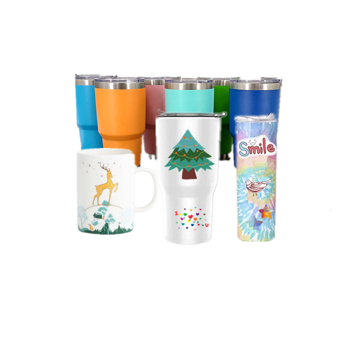 80 Pieces Sublimation Shrink Wrap Sleeves Heat Transfer Shrink Wraps White Shrink Wrap Tube Bands Blank Sublimation Sleeves for Mugs Cups Tumblers, 2 Different Sizes, 5 x 10 Inch, 7 x 11.4 Inch alblinsy