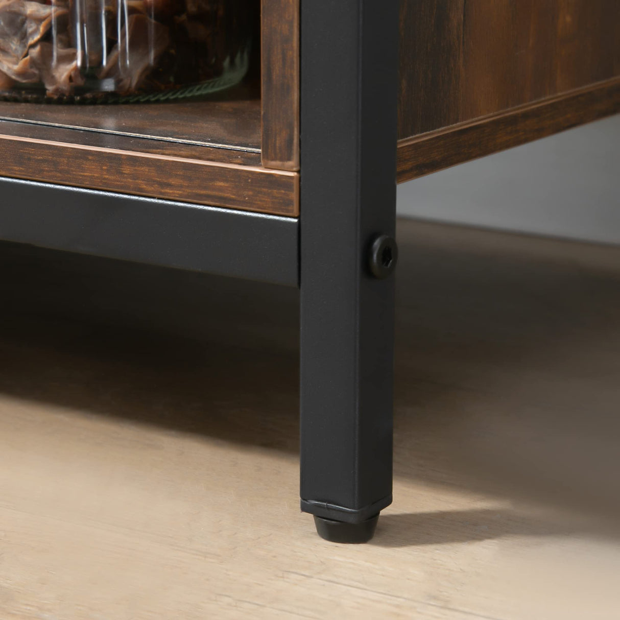 HOMCOM Industrial Farmhouse Buffet Cabinet, Kitchen Sideboard with Sliding Barn Doors, Three Drawers and Adjustable Shelves for Living Room, Rustic Brown HOMCOM