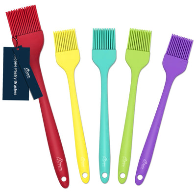 HOTEC Silicone Heat Resistant Marinading Meat Grill Basting Pastry Brush for Oil Butter Sauce Sausages Desserts Turkey Baster Grill Barbecue, Multicolor