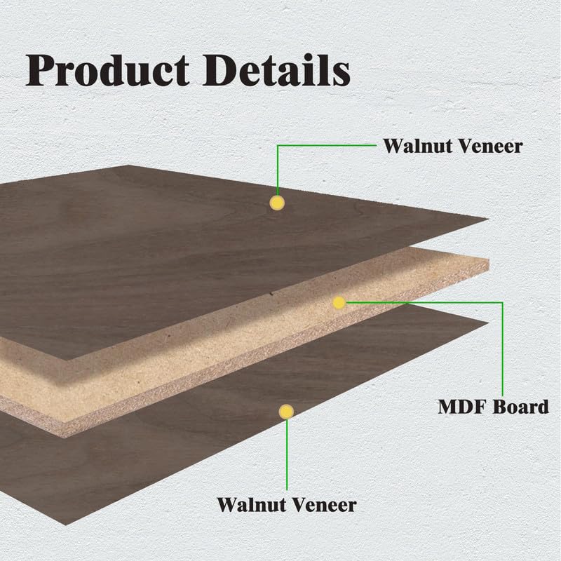12 Pcs Walnut Wood Veneer MDF Board, 12 x 12 x 1/8 Inch - 3mm Thick Walnut Unfinished Wood Sheet for Laser Cutting & Engraving, School DIY Projects, Painting, Fretwork, CNC Cutting, and Wood Burning Cethytirko
