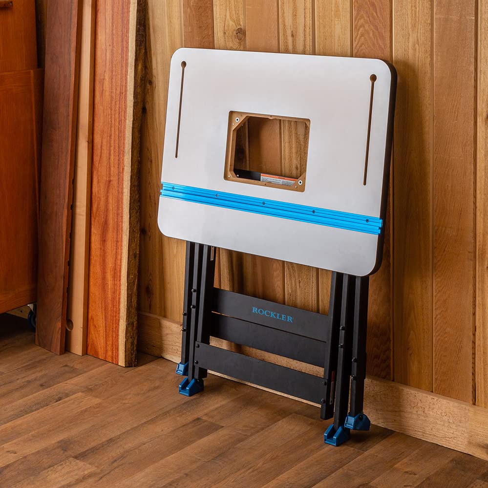 Rock-Steady Folding Steel Stand - Space-Saving Portable Work Stand w/Locking pins - 200 Pounds Capacity Woodworking Table Stand - Ideal Folding Work Stand for Router Tables and T-Track Tables ROCKLER