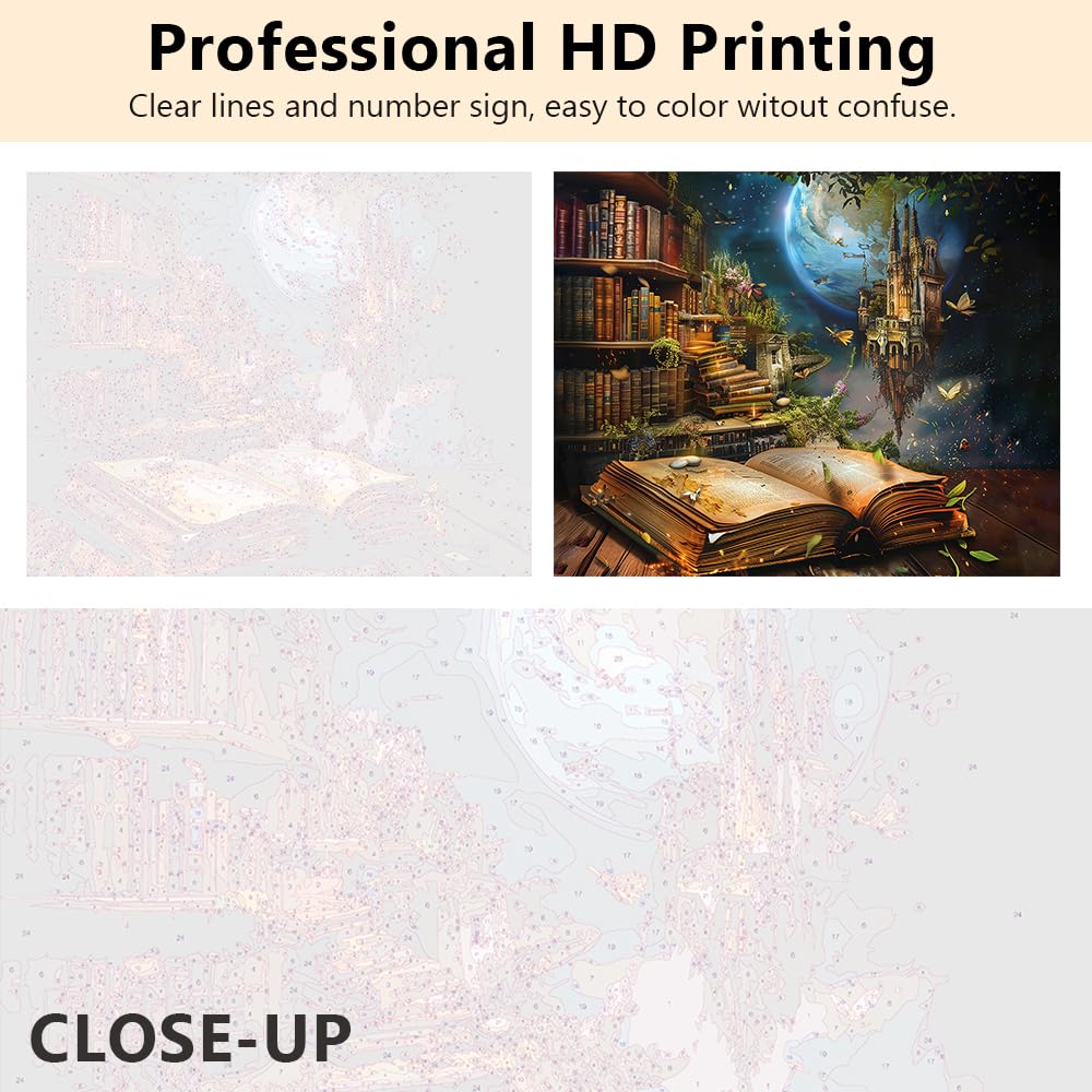 TUMOVO DIY Paint by Numbers for Adults Books, Acrylic Paint by Numbers Kits on Canvas Castle, Oil Hand Painting Botanic, Paint by Numbers Kit for Adults Gift Home Wall Decor 16"x20"(Frameless) TUMOVO