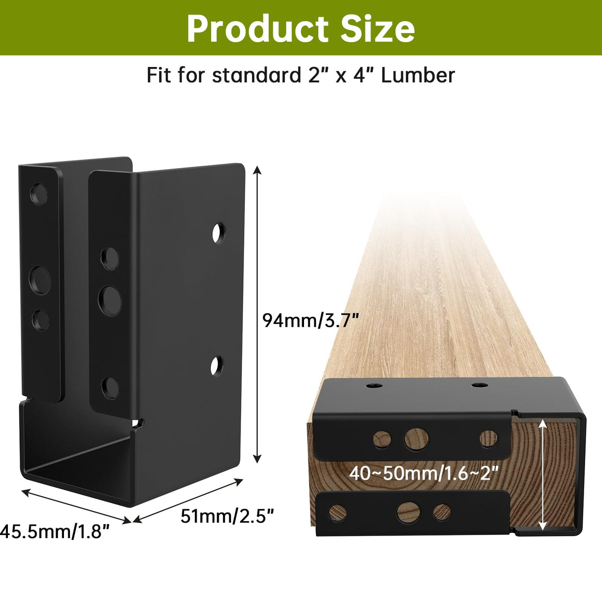 8Pcs Concealed Joist Hanger, 2" x 4"Outdoor Concealed-Flange Hanger, 2"x4" Outdoor Trim Concealed Flanges for 2"x4" Beam, Swing, Handrail, Fence woiron