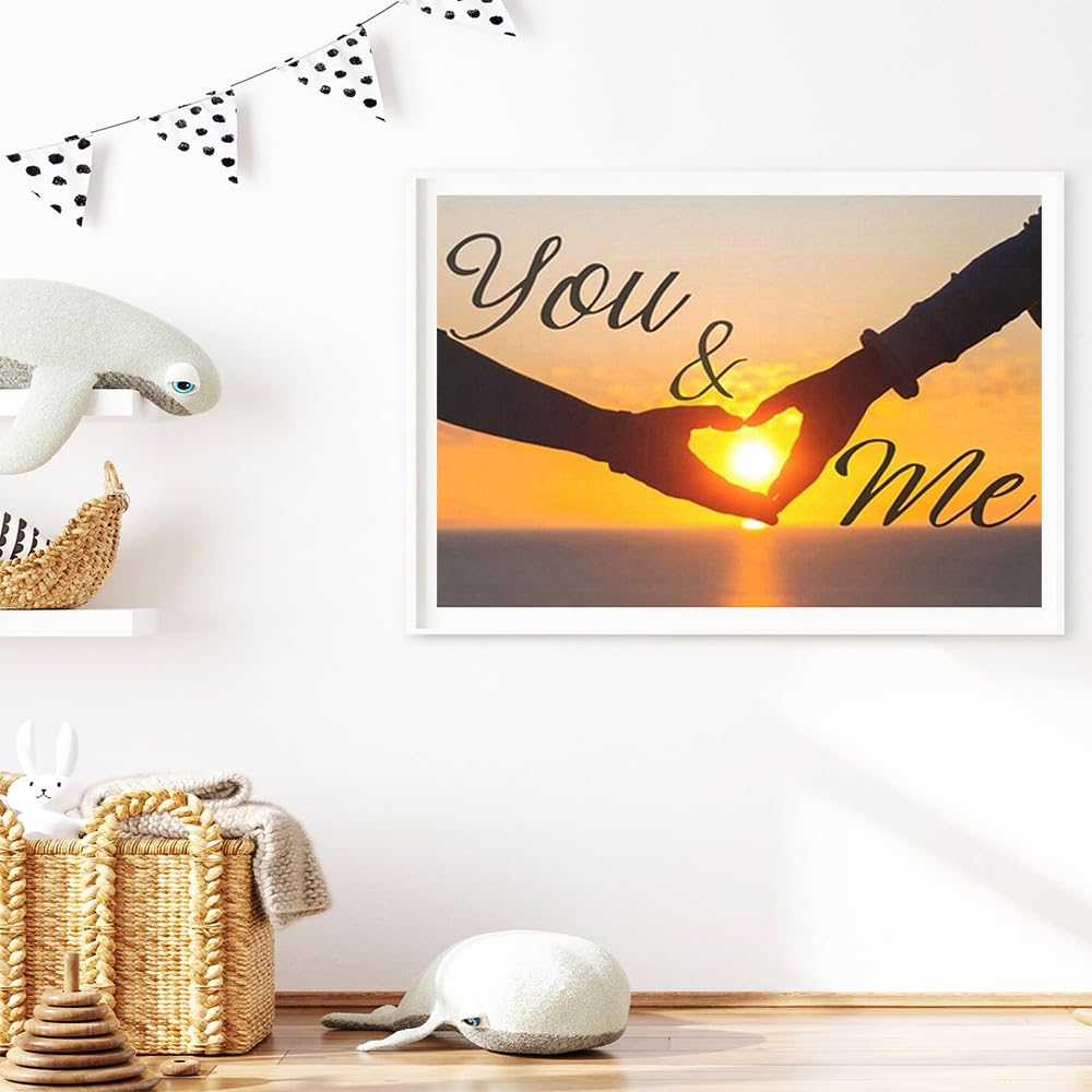 Love Diamond DIY Painting Kits, Sunset Diamond Art Craft for Adults Full Round Drill, Heart Pictures Painting with Round Diamonds,You and Me Diamond Paint kits for Home Wall Decor Gift(16inx12in) HSENJT