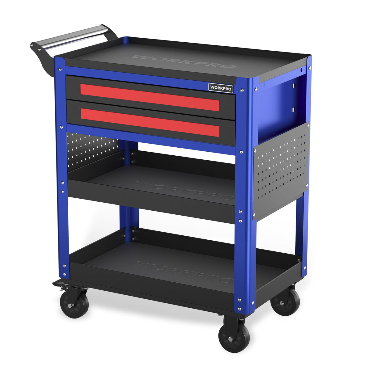 WORKPRO Premium 28" 2-Drawer Rolling Tool Cart, Heavy Duty Utility Industrial Service Cart Storage Organizer with Wheels and Locking System, for Mechanic, Warehouse, Garage, Workshop, 400 lbs Load WORKPRO