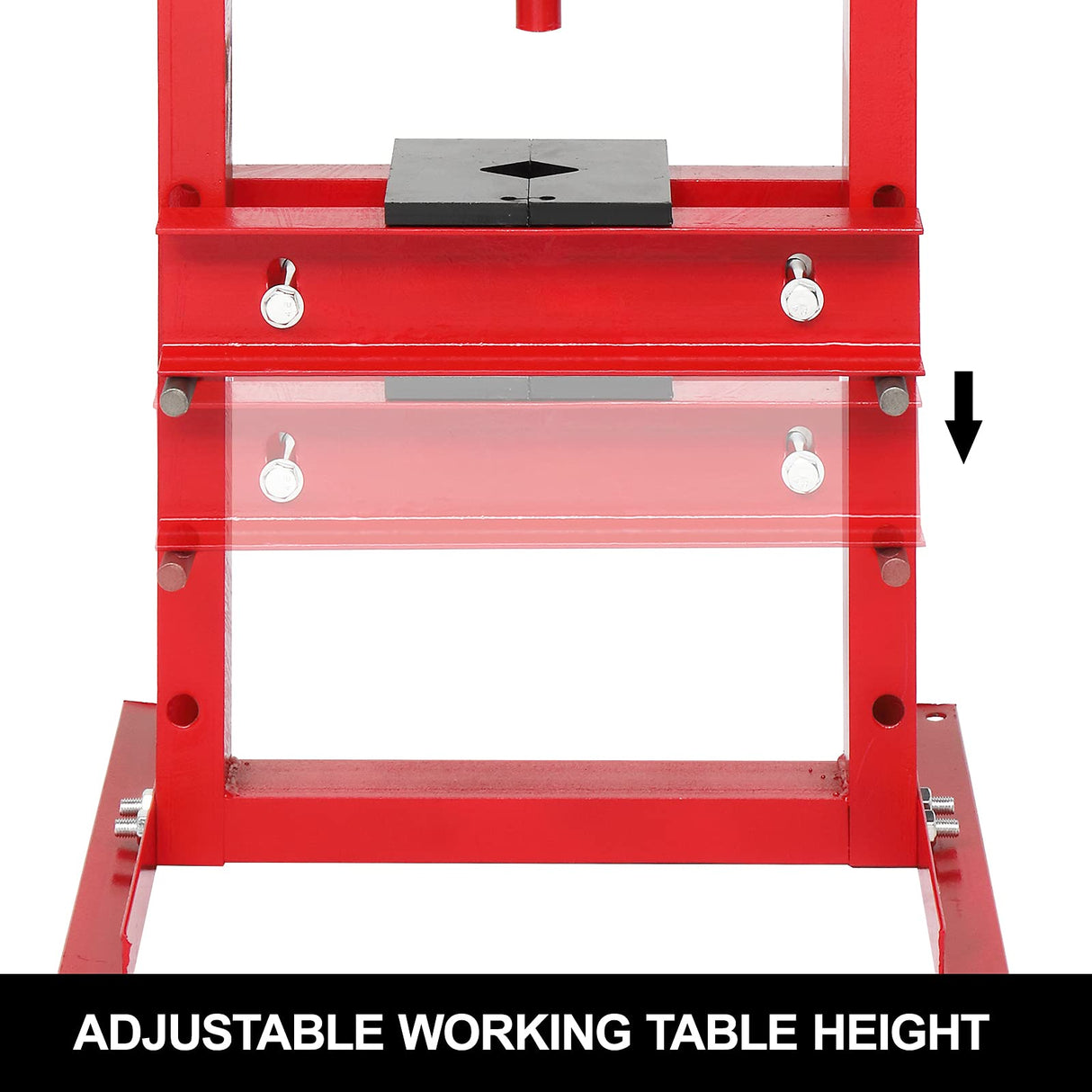 TUFFIOM 6-Ton Hydraulic Shop Press with Press Plates, H-Frame Garage Benchtop Press, Adjustable Working Table Height, 18.9”L x 15.75”W x 36.8”H TUFFIOM