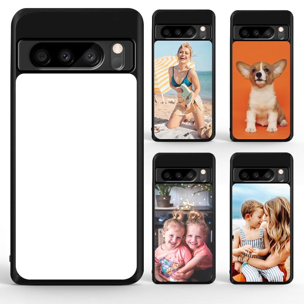 Sublimation Blank Case for Google Pixel 8 Pro,5 PCS Sublimation Cases with Printable DIY Customize Aluminum + Soft Rubber TPU Anti-Slip Slim Shockproof Protective Phone Cover for Google Pixel 8 Pro FOQENCCI