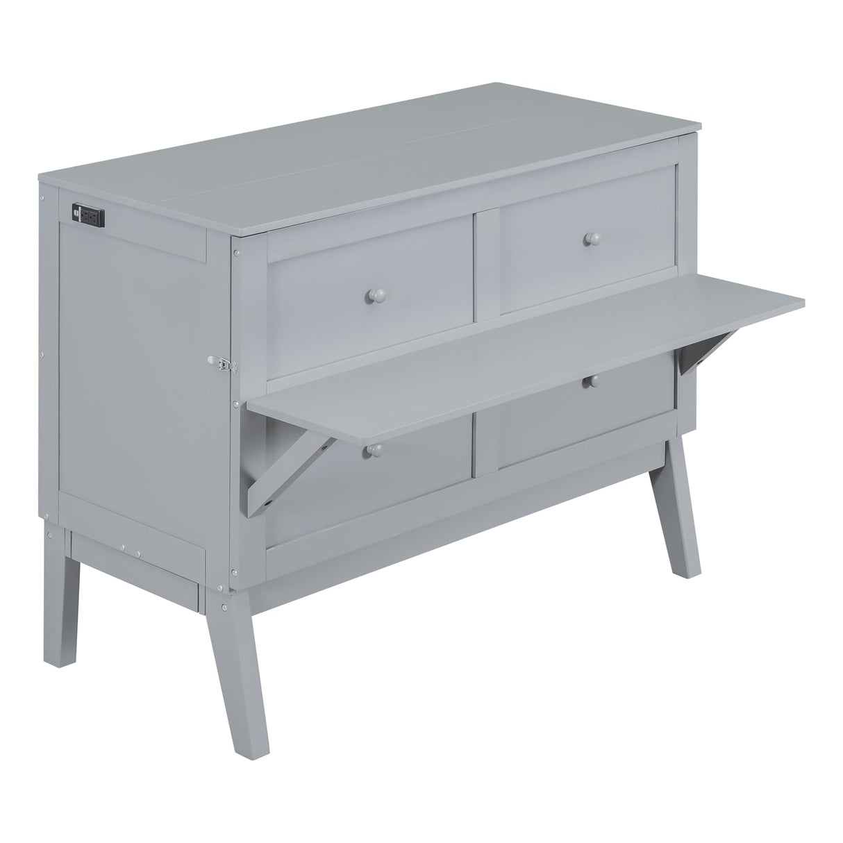 Ball & Cast Murphy Bed Full Szie,Cabinet Hideaway with USB Port and Removable Shelves,Wall Bed W/ 2 Movable Desks,can be Folded,Platform Bedframe for Kids Bedroom,Student Dorms,Gray Ball & Cast