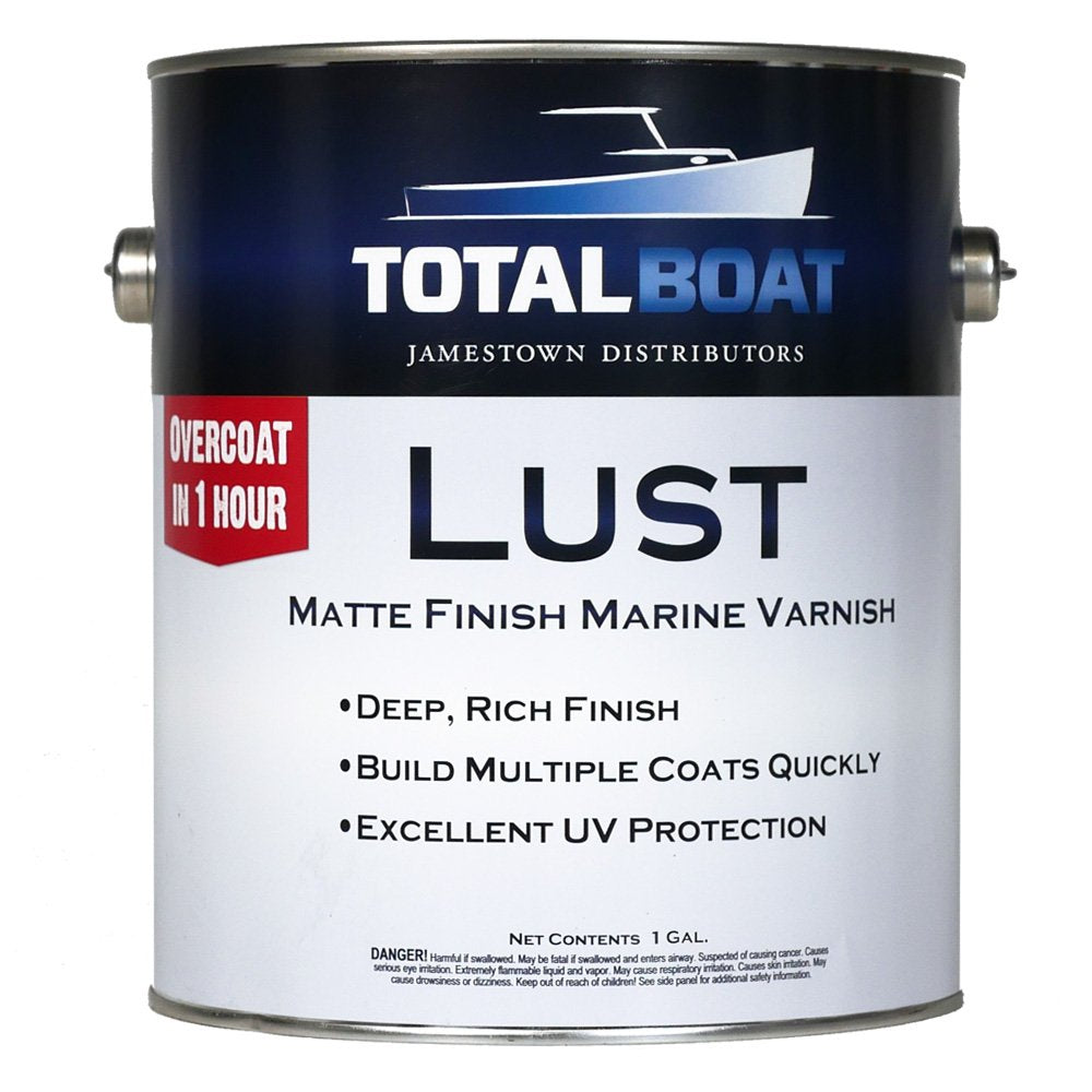 TotalBoat-496608 Lust Marine Varnish, High Gloss and Matte Finish for Wood, Boats, Outdoor Furniture (Matte, Gallon) TotalBoat