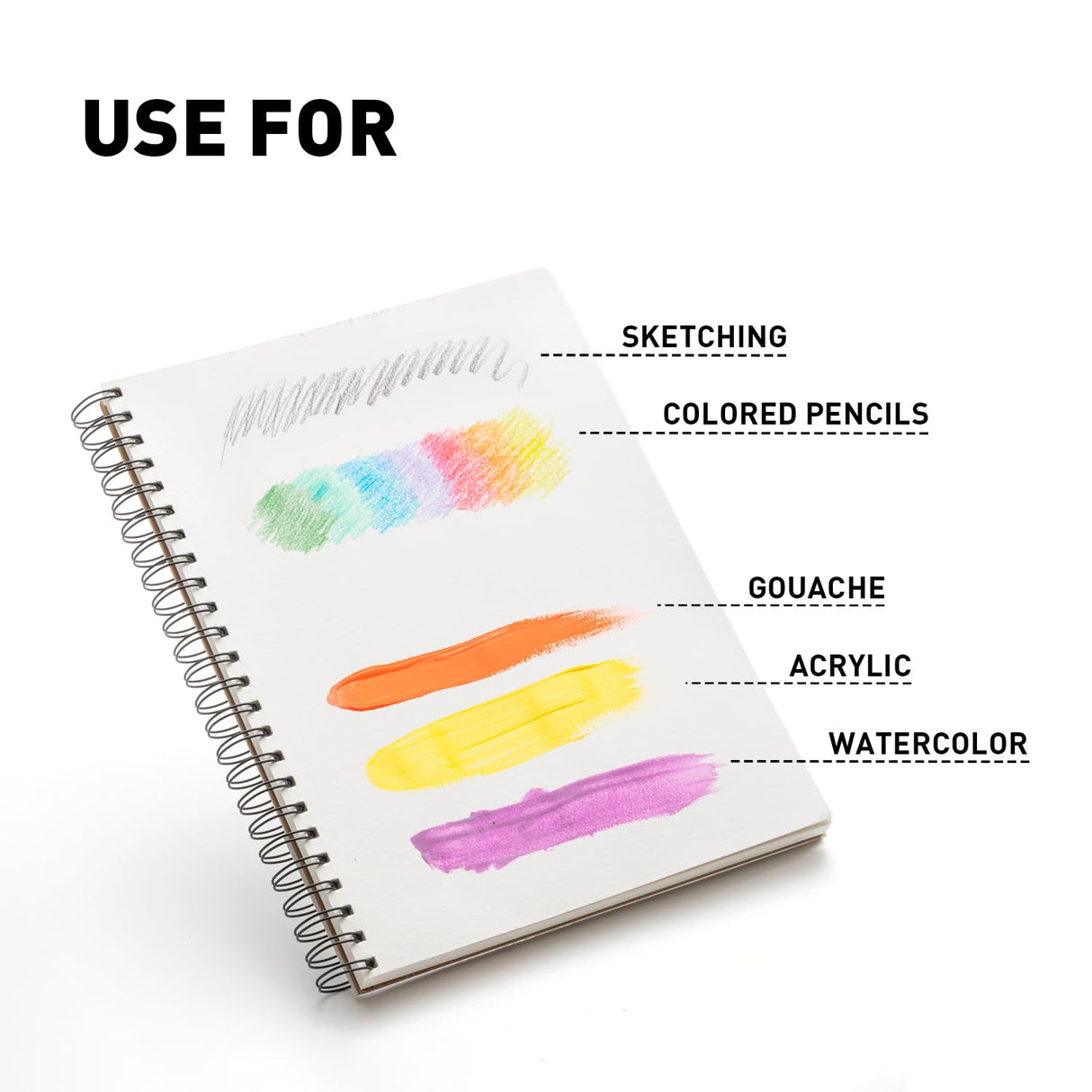 HIMI Mix Media Paper Pad 9X12''(180g/m²) 40 Sheets Mix Paper Pad, Side Wire Bound, Fine Texture, in Gouache Acrylic Art Pad for Sketching, Ink Sketch Book, Art Supplies Drawing Pad Gift (Pink) HIMI