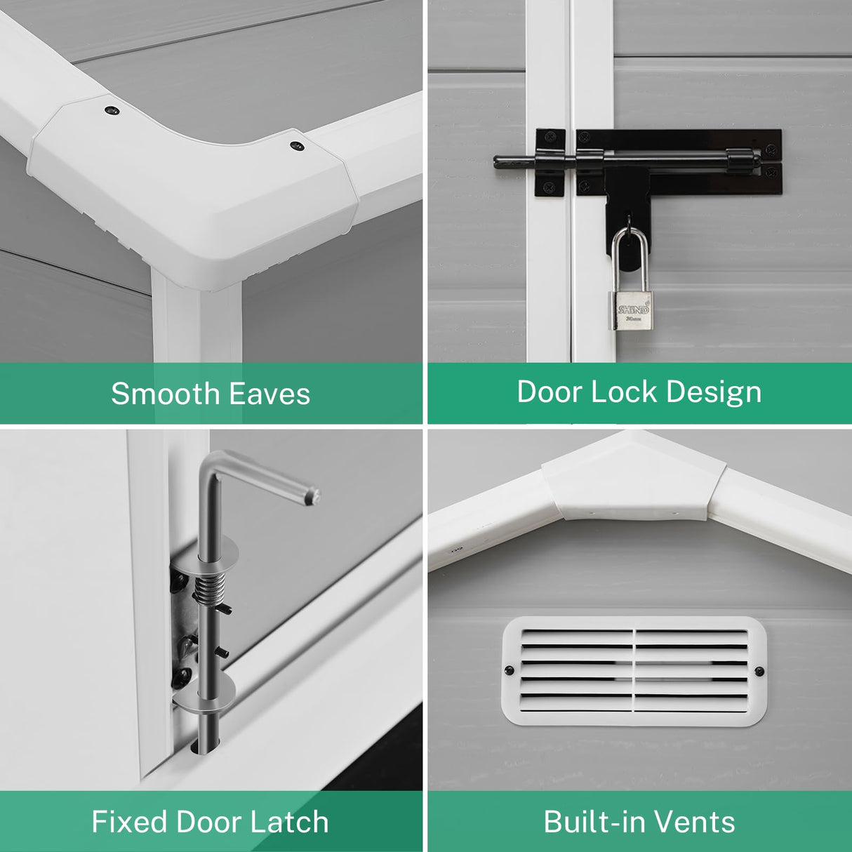 Seizeen 6x4.4ft Resin Shed with Floor, Waterproof Outdoor Plastic Garden Shed with Lockable Doors, Window & Vents, Outdoor Storage Shed for Storing Patio Furniture, Tools, Bike and Lawn Mower (Gray) Seizeen
