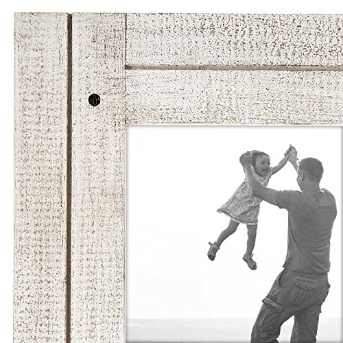 Americanflat 5x7 Picture Frame with Polished, Crystal Clear Glass - Hampton Collection - Distressed Wood Gallery Picture Frames for Tabletop and Wall Display - Aspen White Americanflat