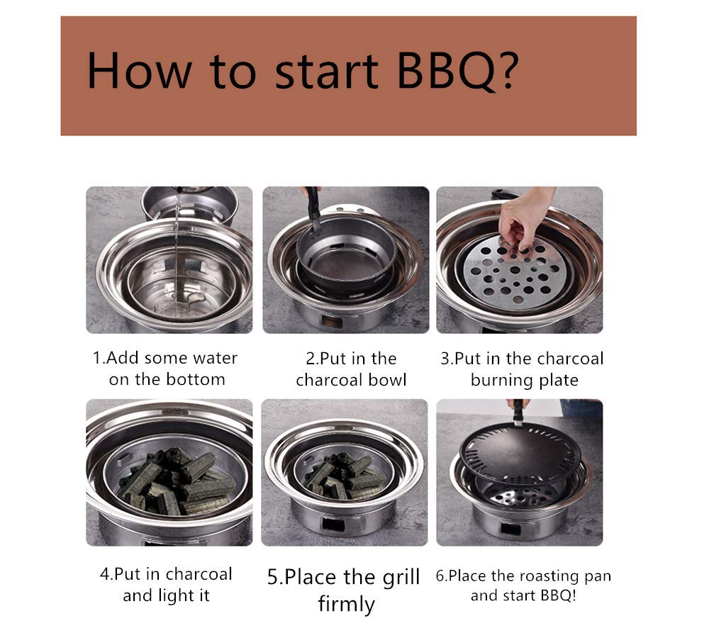 Primst Multifunctional Charcoal Barbecue Grill, Household Korean BBQ Grill, Portable Camping Grill Stove, Tabletop Smoker Grill Primst