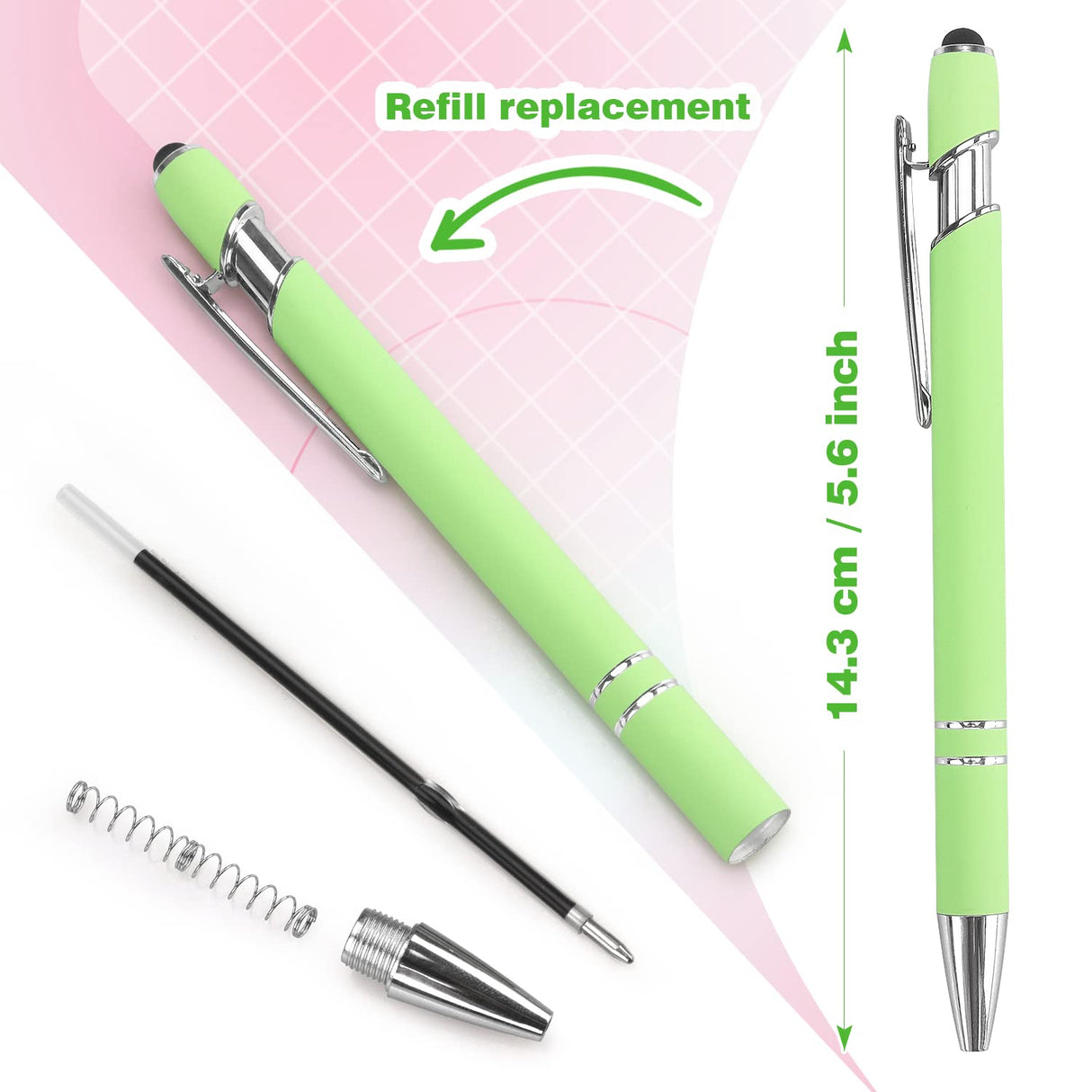 Bribobo 8 Pack Ballpoint Pen 2-in-1 Stylus Retractable Ballpoint Pen with Stylus tip, Metal Stylus Pen for Touch Screens, 1.0 mm Black Ink(Mixed Color) Bribobo