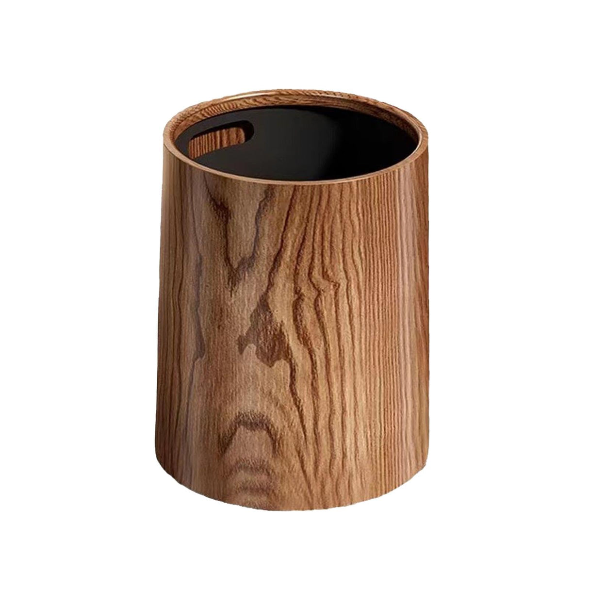 KLKCMS Wood Grain Trash Can Garbage Bin Large Capacity Fashion Waste Basket Toilet Paper Basket for Bedroom Bathroom Laundry Kitchen, 12L KLKCMS