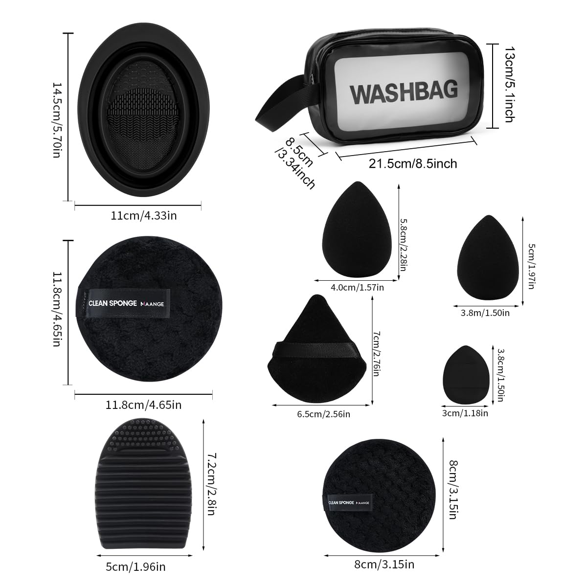 MAANGE Makeup Brushes, 49 Pcs Makeup Tool Set Premium Synthetic Makeup Brush Set Foundation Powder Concealers Eye Blush Make Up Brush Kit (Black/Silver, 49 Piece Set) MAANGE