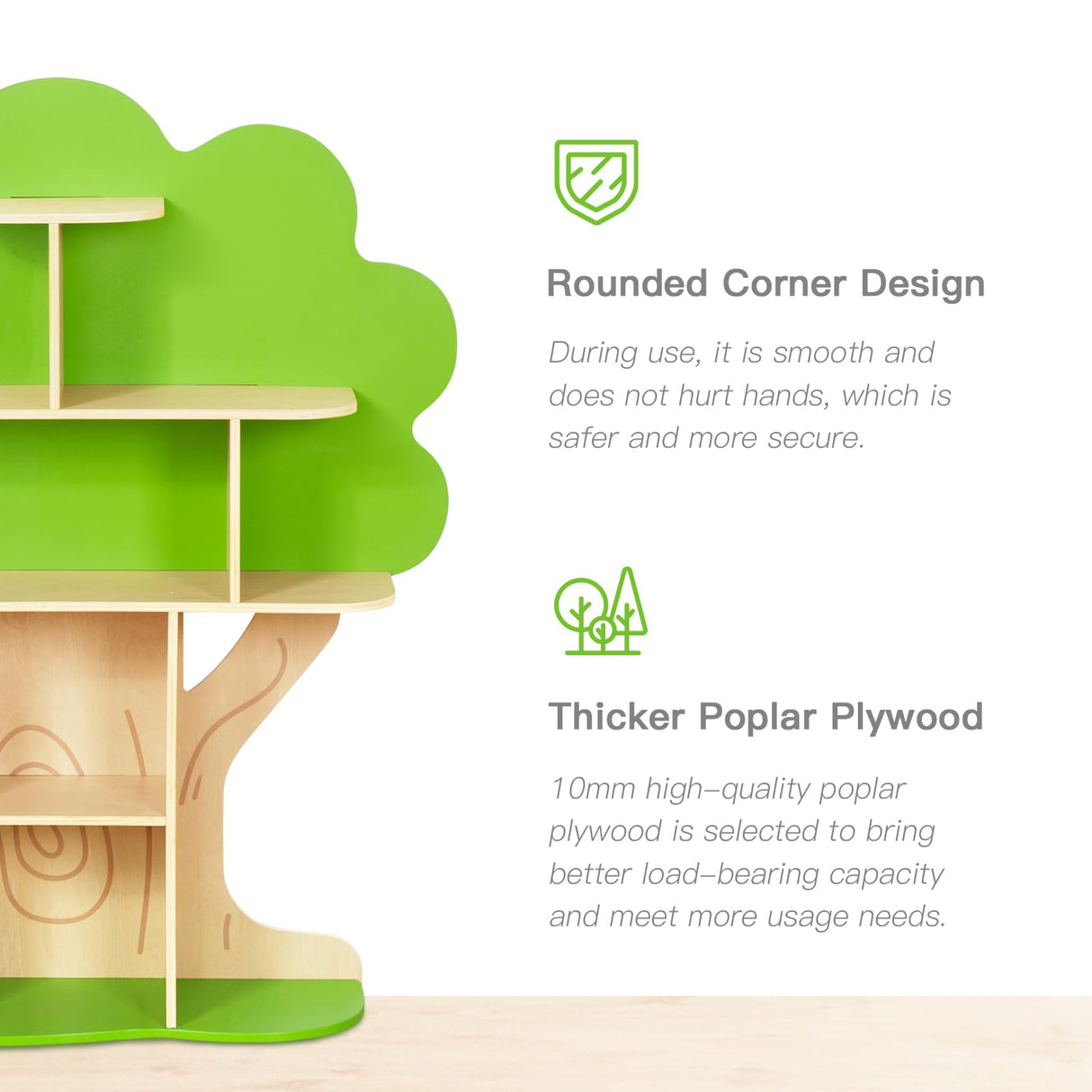 OOOK Kids Bookcase Tree Bookshelf for Kids Reading Nook, Montessori Book Shelf for Classroom, Kids Room, Playroom, Nursery OOOK