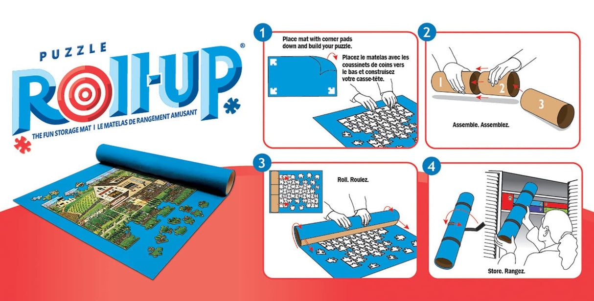 MasterPieces Accessories - Jigsaw Puzzle Roll-Up Mat & Stow Box, Standard 36"x30", Fits 1000 Pieces Masterpieces