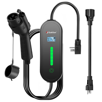 Level 1 & Level 2 EV Charger 16Amp 110-240V,17ft Cable, Portable Electric Vehicle Charger with NEMA5-15P & 6-20 Plug Compatible for SEA J1772 EV Cars for Home and Outdoor (Black)