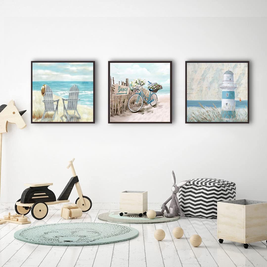 4 Pack Beach Diamond Art Kits for Adults Beginners,Full Round Drill DIY Diamond Painting Kits,Paint by Diamonds Dot Gem Art Crystal Easy,Home Wall Decor 12X12Inch Tiwabb