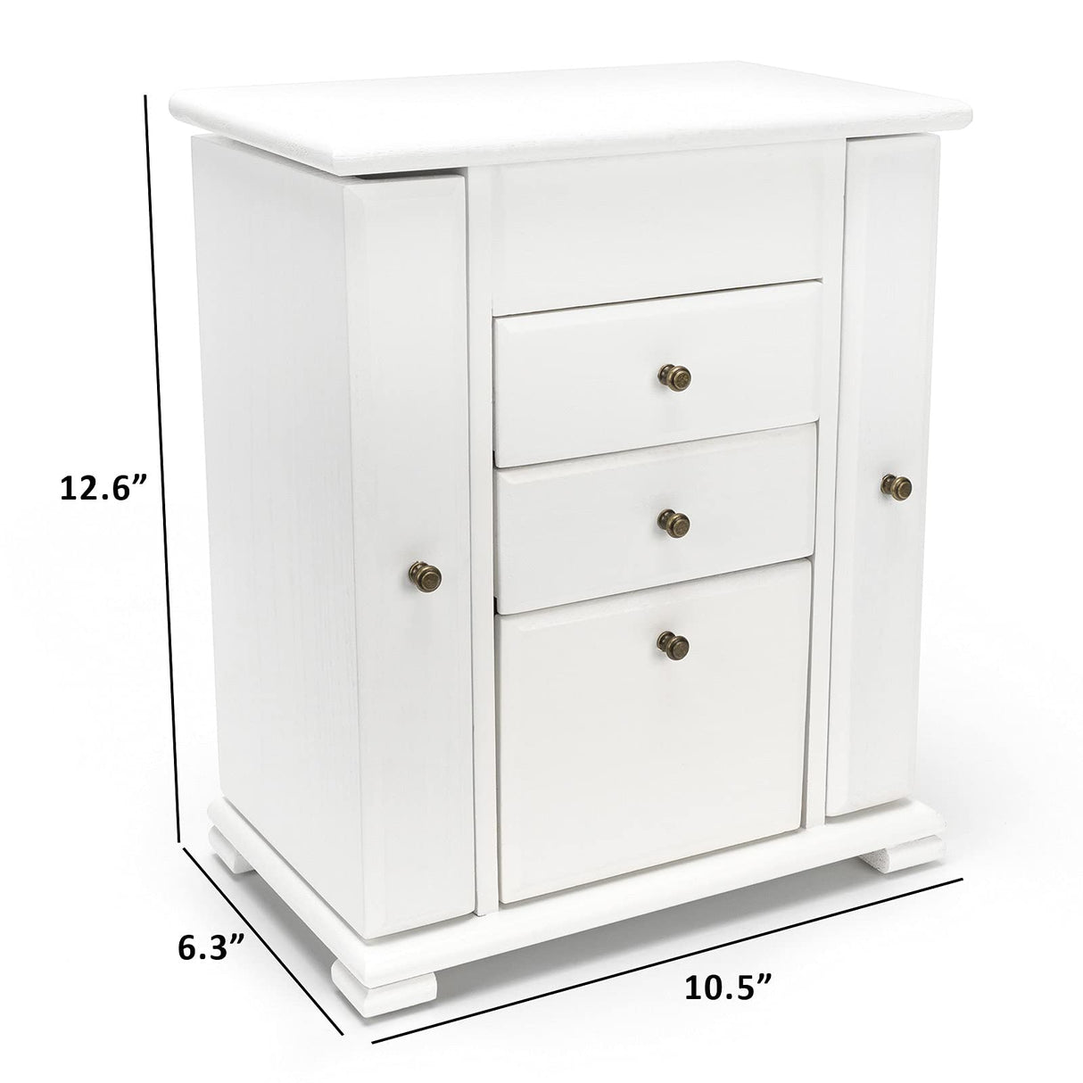 Emfogo Jewelry Box for Women, Rustic Wooden Jewelry Boxes & Organizers with Mirror, 4 Layer Jewelry Organizer Box Display for Rings Earrings Emfogo